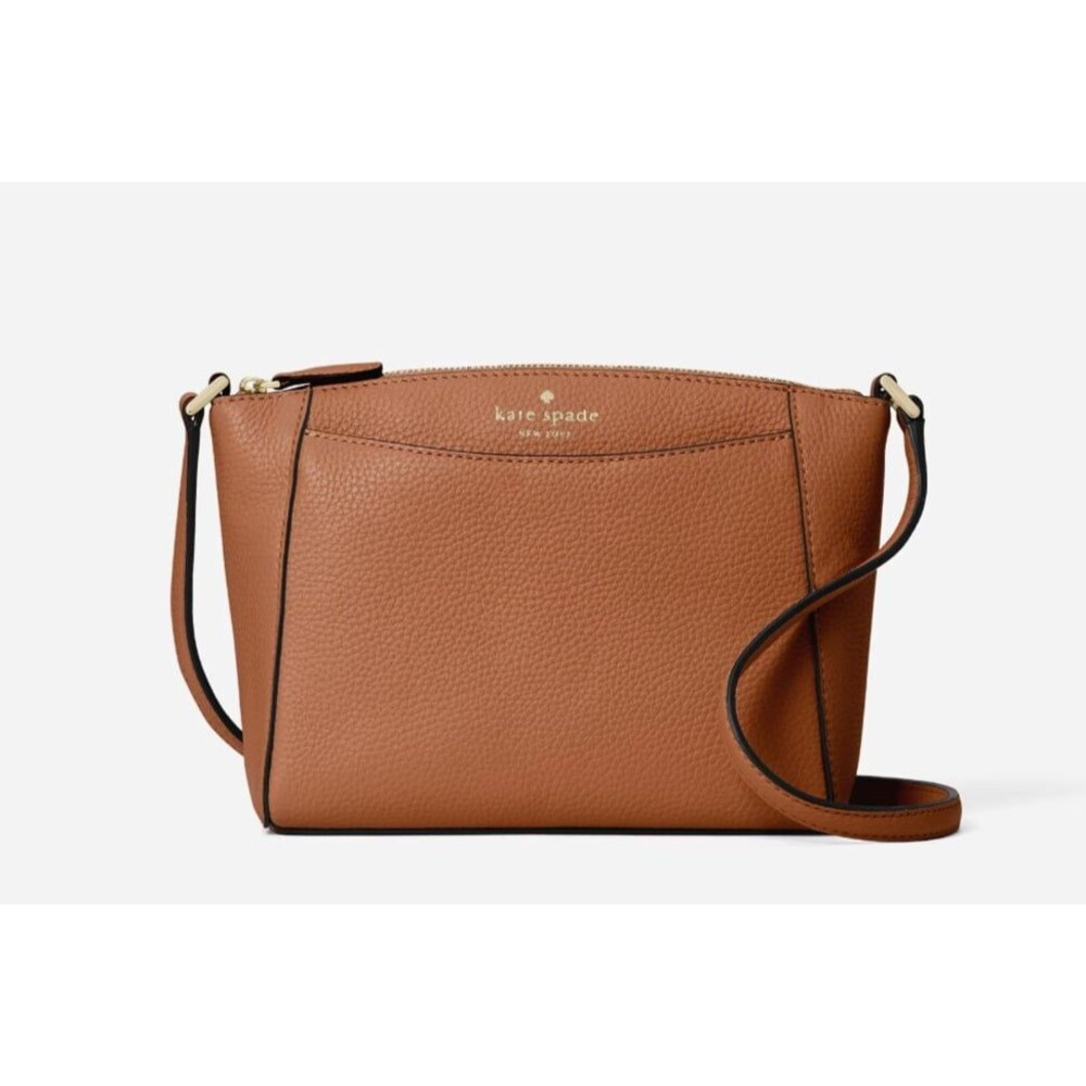 New Kate Spade Monica Pebbled Leather Crossbody Warm Gingerbread